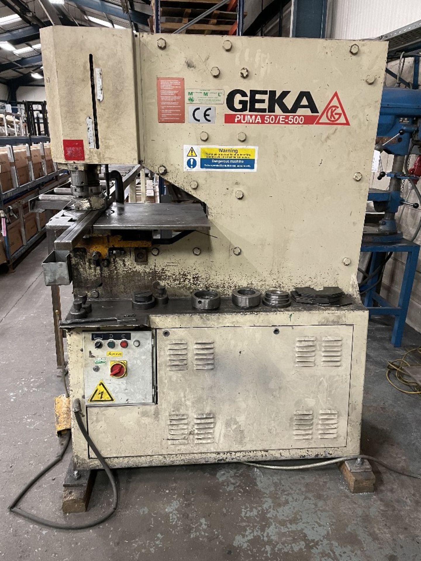 Geka Puma 55/E-500 Punching Machine w/ Gravity Roller Conveyor & Guide Rail - Image 6 of 11