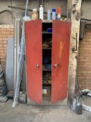 Metal Double Door Storage Cabinet w/ Contents