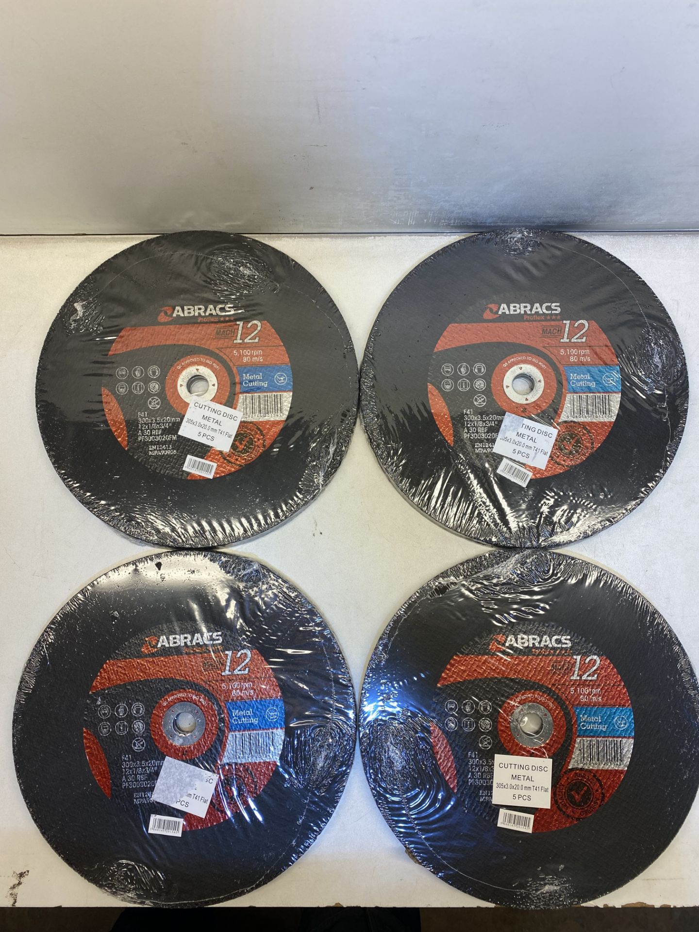 20 x Abracs Proflex 300mm x 3.5mm x 20mm Flat Metal Cutting Disc