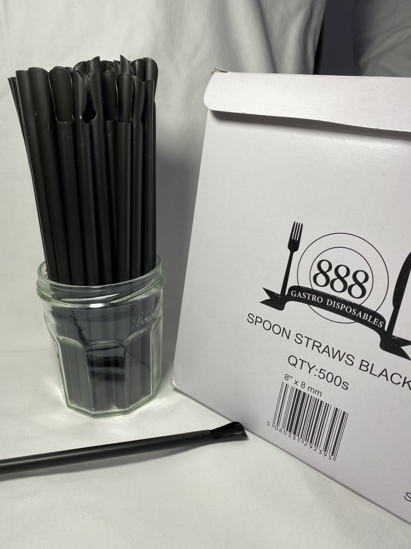 Approx 90,000 x 888 Disposables Spoon Straws | Black