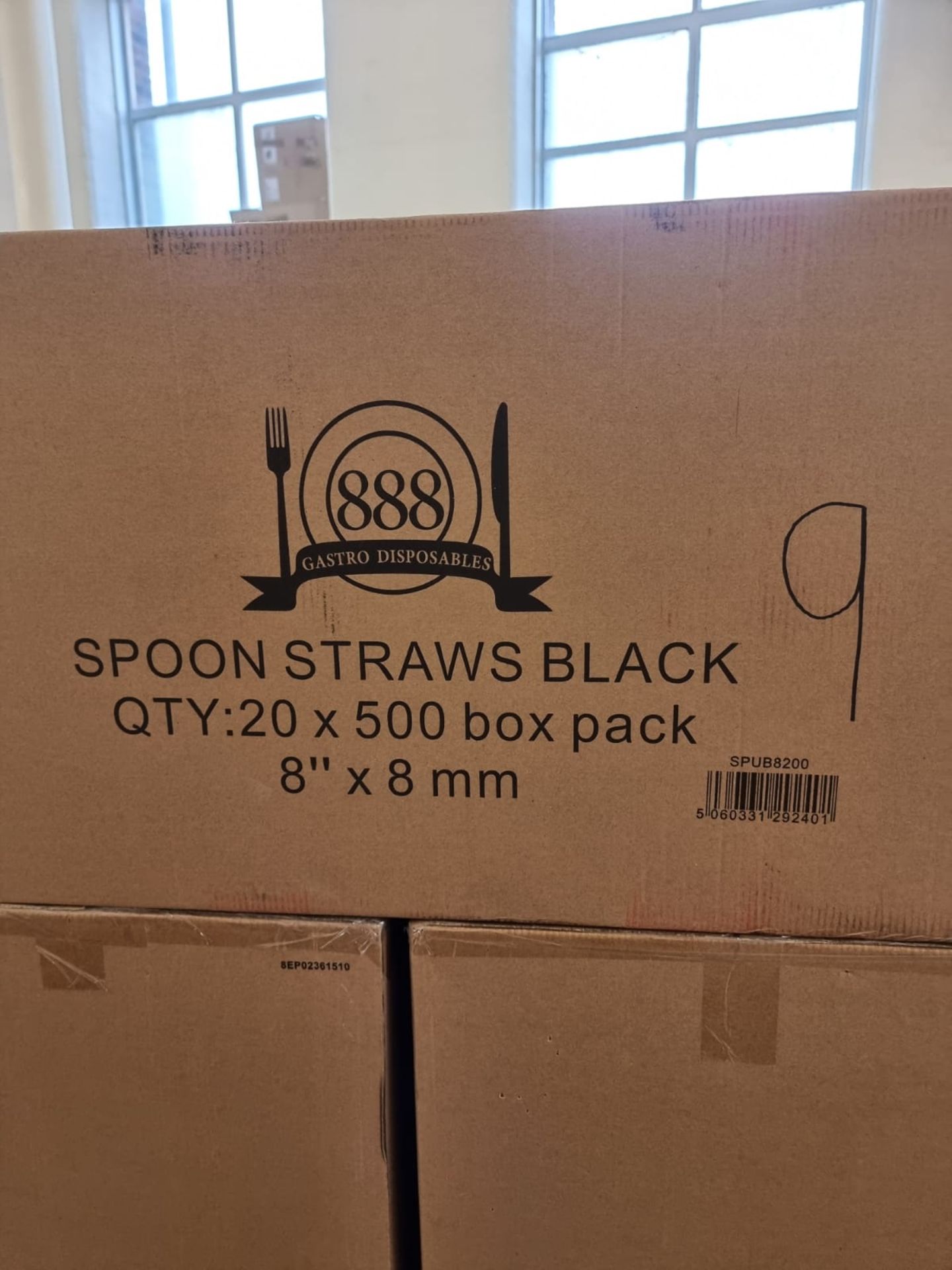 Approx 90,000 x 888 Disposables Spoon Straws | Black - Image 2 of 2