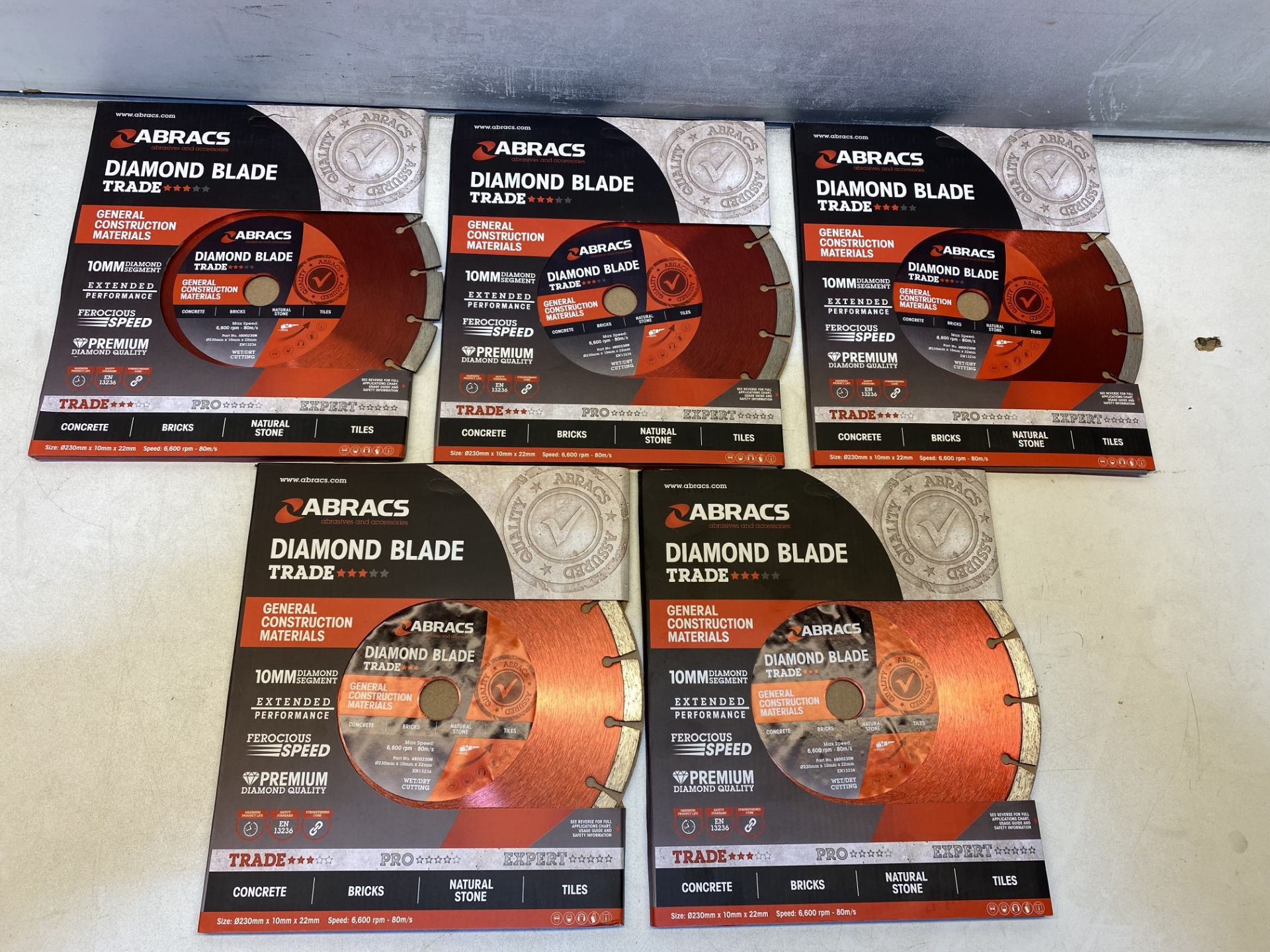 5 x Abracs ABDD230M Trade GCM 230mm x 10mm x 22mm GP Diamond Blade - Image 2 of 2