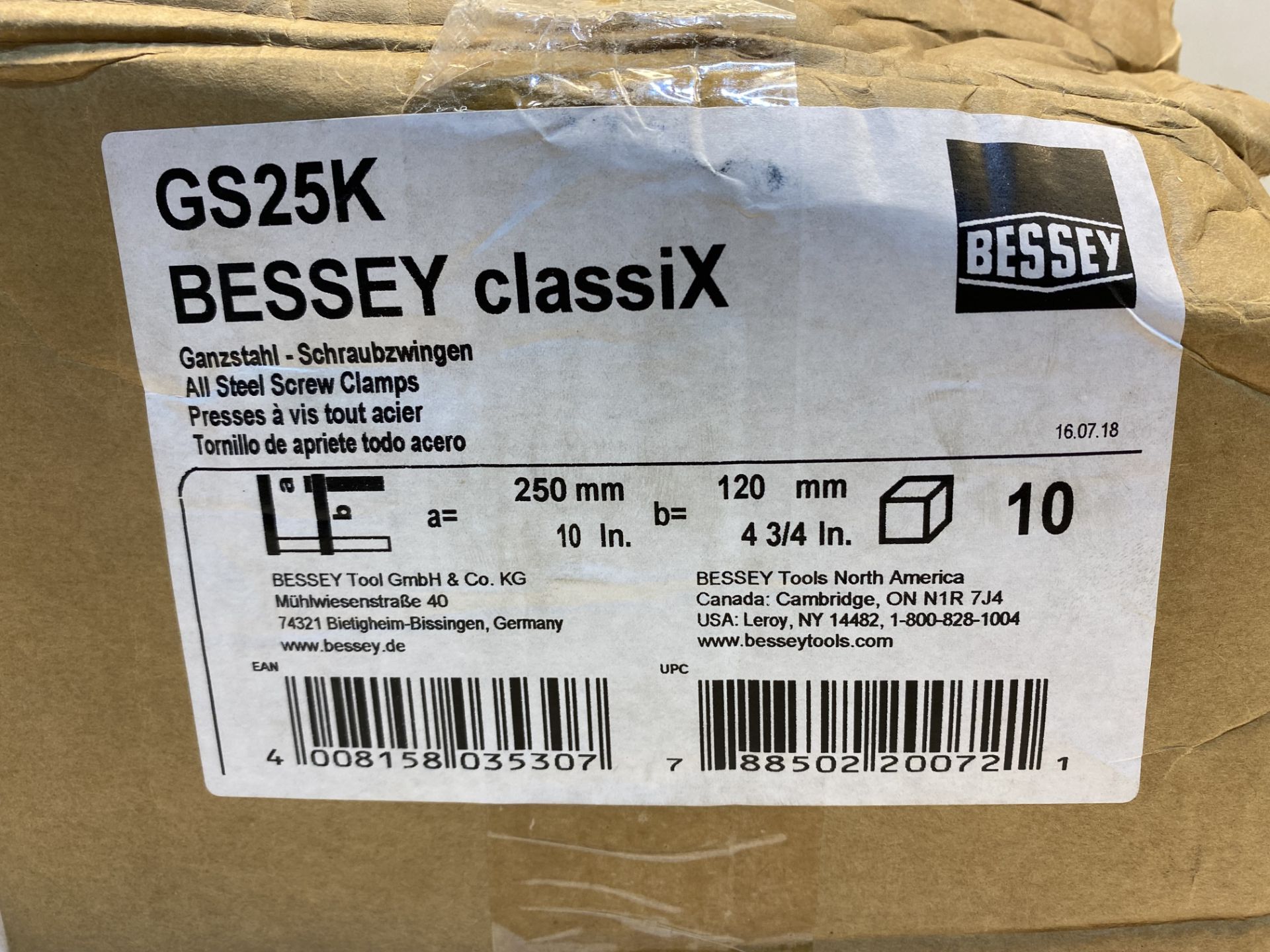 6 x Bessey GS25K 250x120mm ClassiX Standard Duty Steel Fabrication GS Screw Clamp - Image 2 of 3