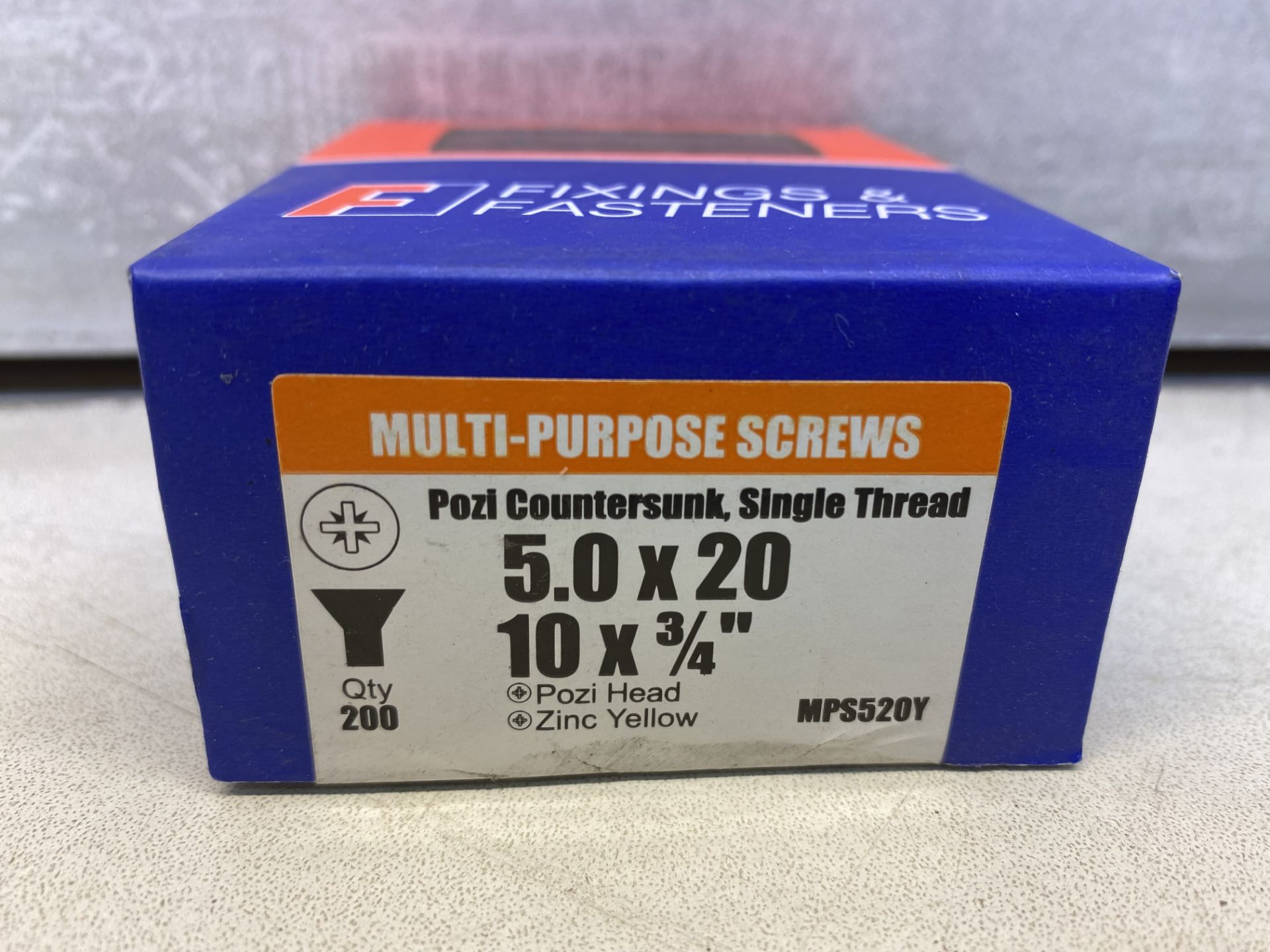 7 x Boxes Of Forgefix MPS520Y Multi-Purpose Pozi Screw Countersunk ST ZYP 5.0 x 20mm (Box of 200) - Image 2 of 3