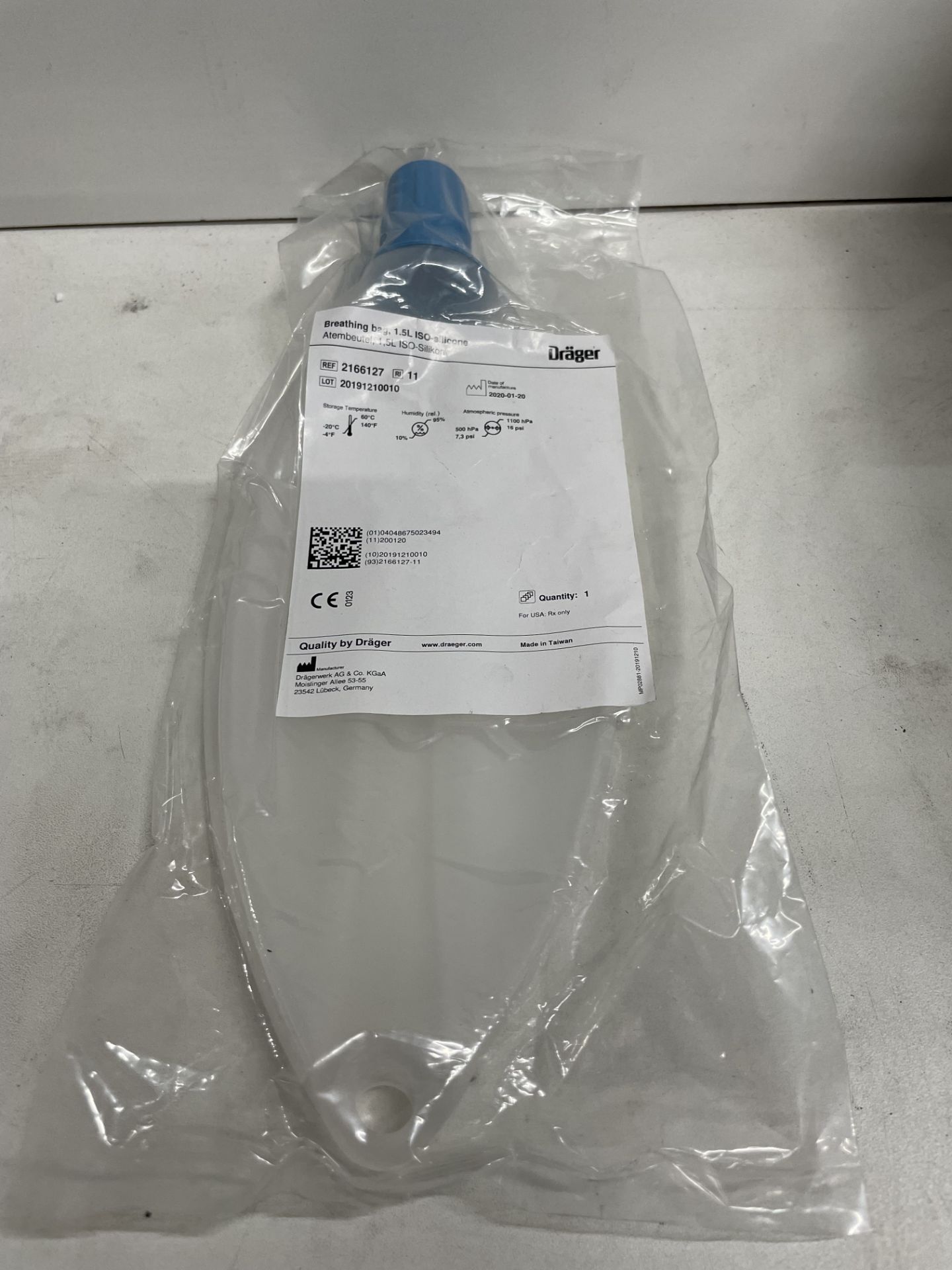 12 x Drager 1.5L Silicone Breathing Bags