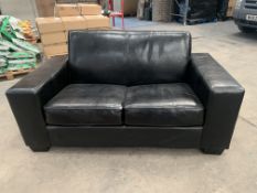 Black Faux Leather 2 Seater Sofa