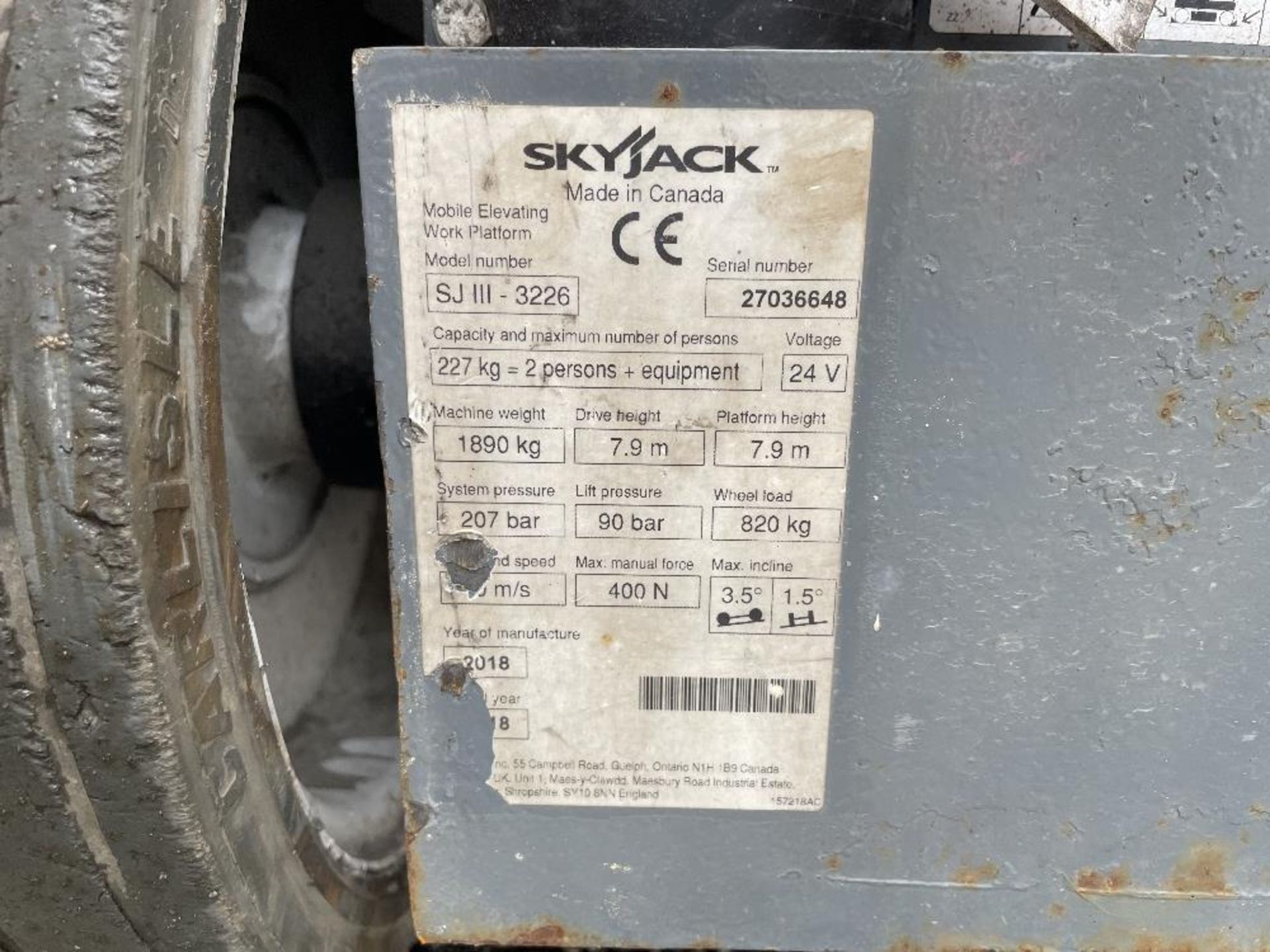 SkyJack SJIII-3226 Electric Scissor Lift | YOM: 2018 - Image 6 of 9
