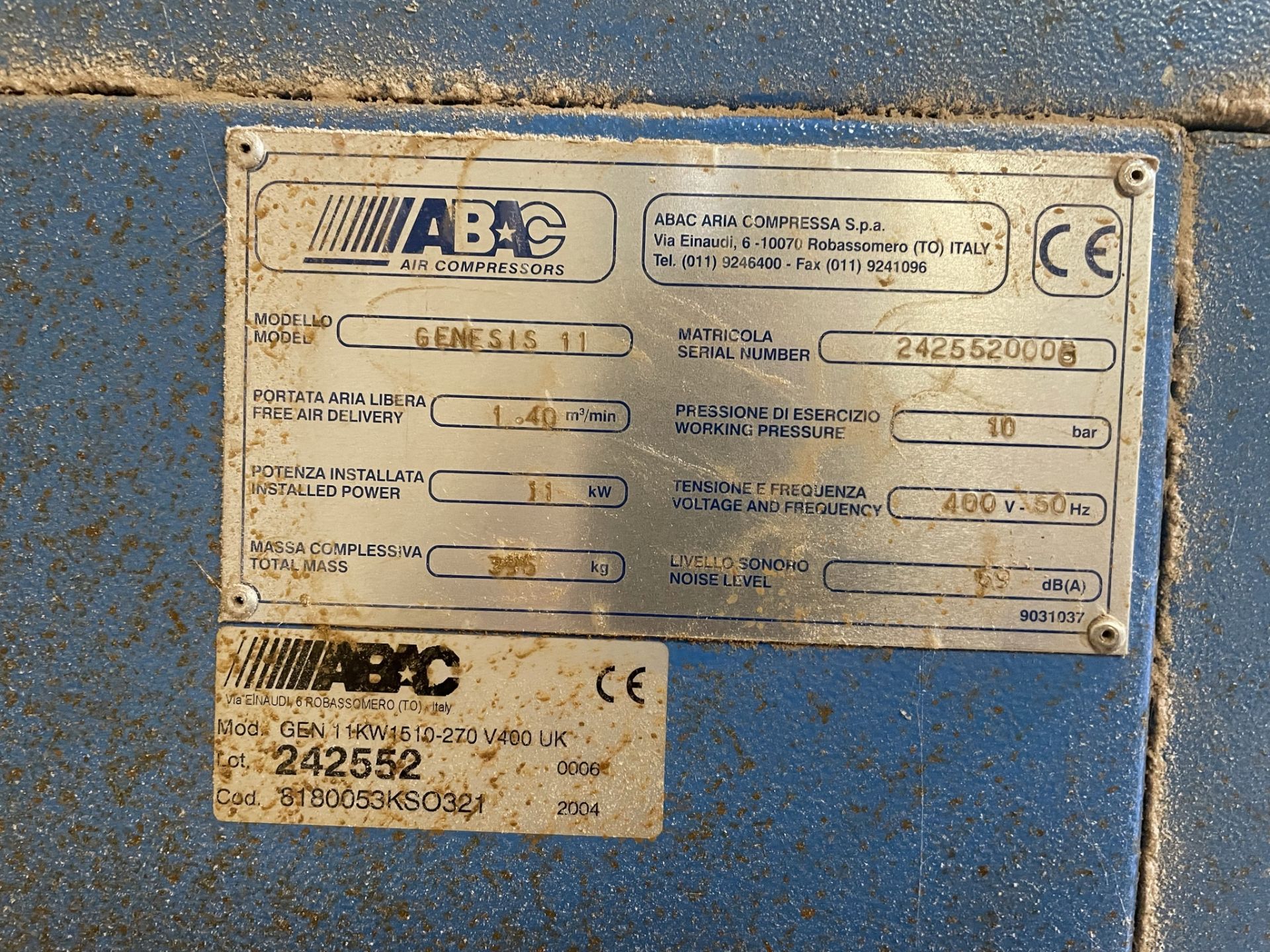 ABAC Genesis 1110 Screw Air Compressor | YOM: 2004 - Image 5 of 5