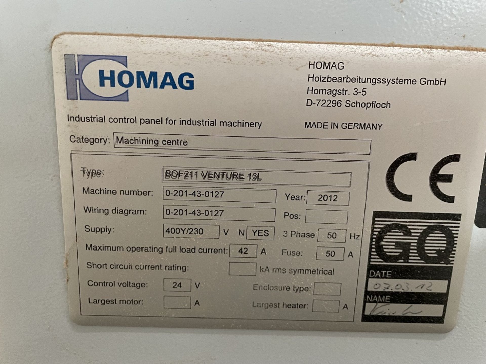 Homag BOF211 Venture 13L CNC Machining Centre | YOM: 2012 - Image 18 of 22