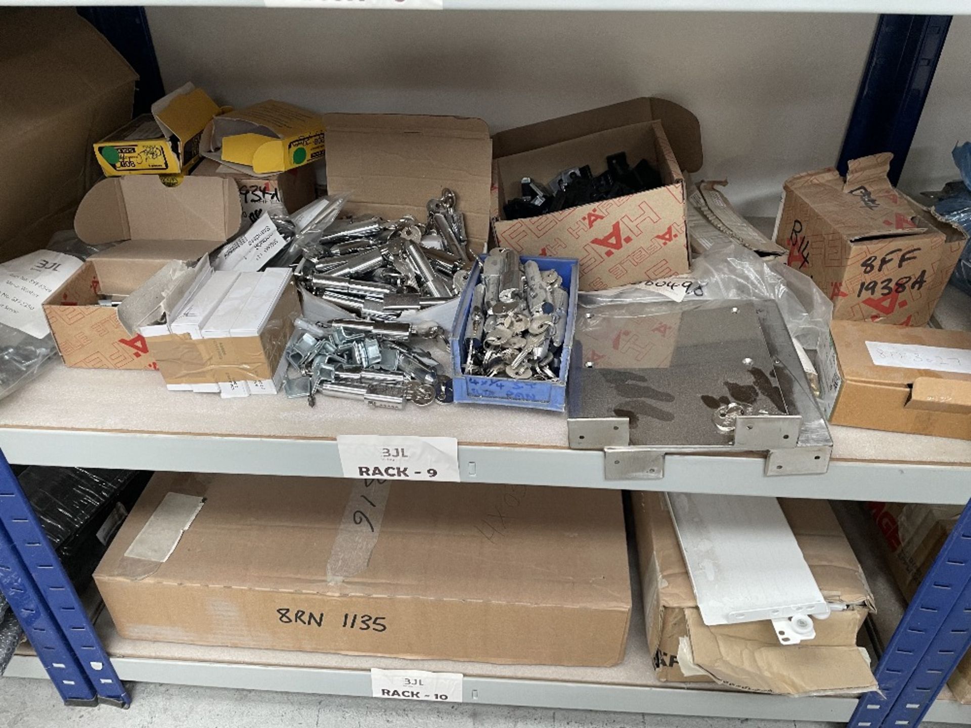 3 Bays of Shelving w/ Furniture Fixings & Fittings Stock | As Pictured - Image 11 of 17