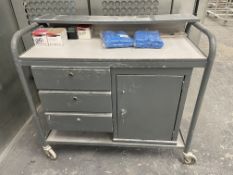 Mobile Storage Trolley w/ Lockable 3 Drawers & Cupboard | Contents Included