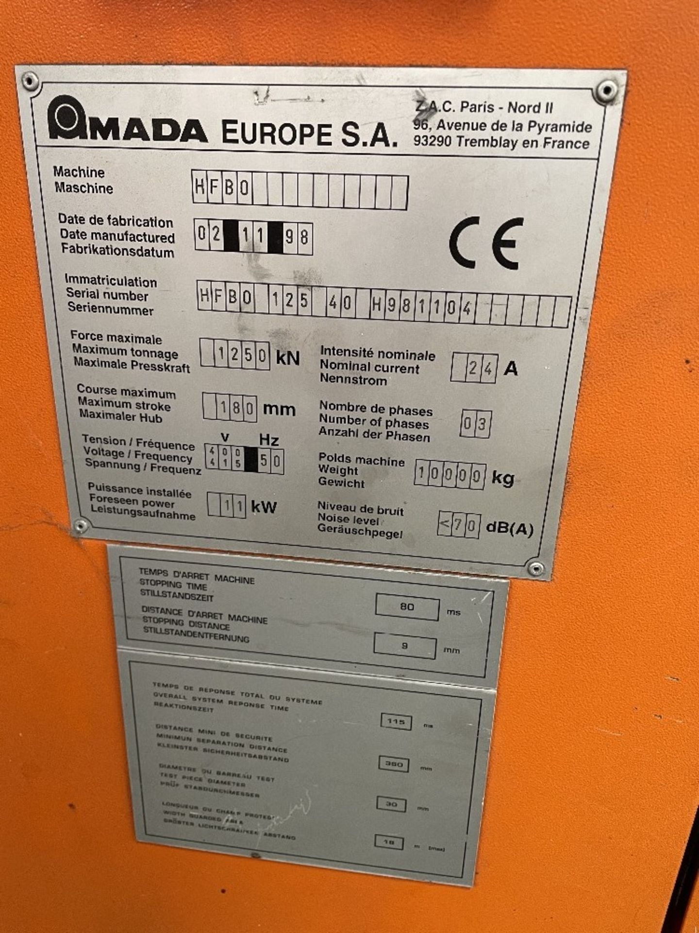 Amada Promecam HFB125-40 Pressbrake w/ Tooling | YOM: 1998 - Image 2 of 17