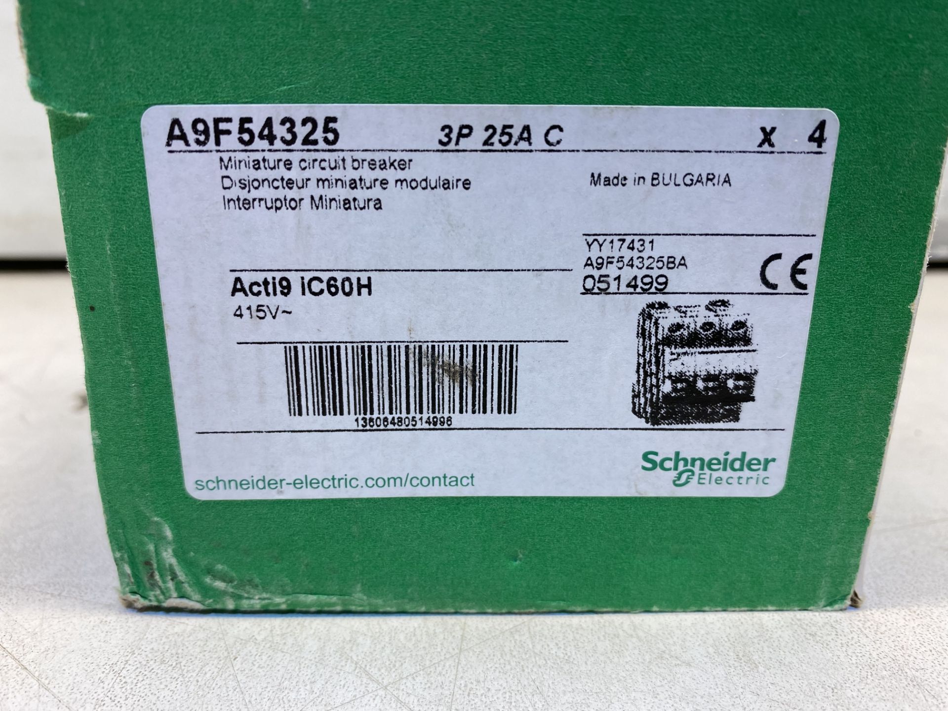 4 x Schneider Electric A9F54325 Acti9 iC60H, 3P, 25A, C Miniature Circuit Breaker - Image 5 of 5