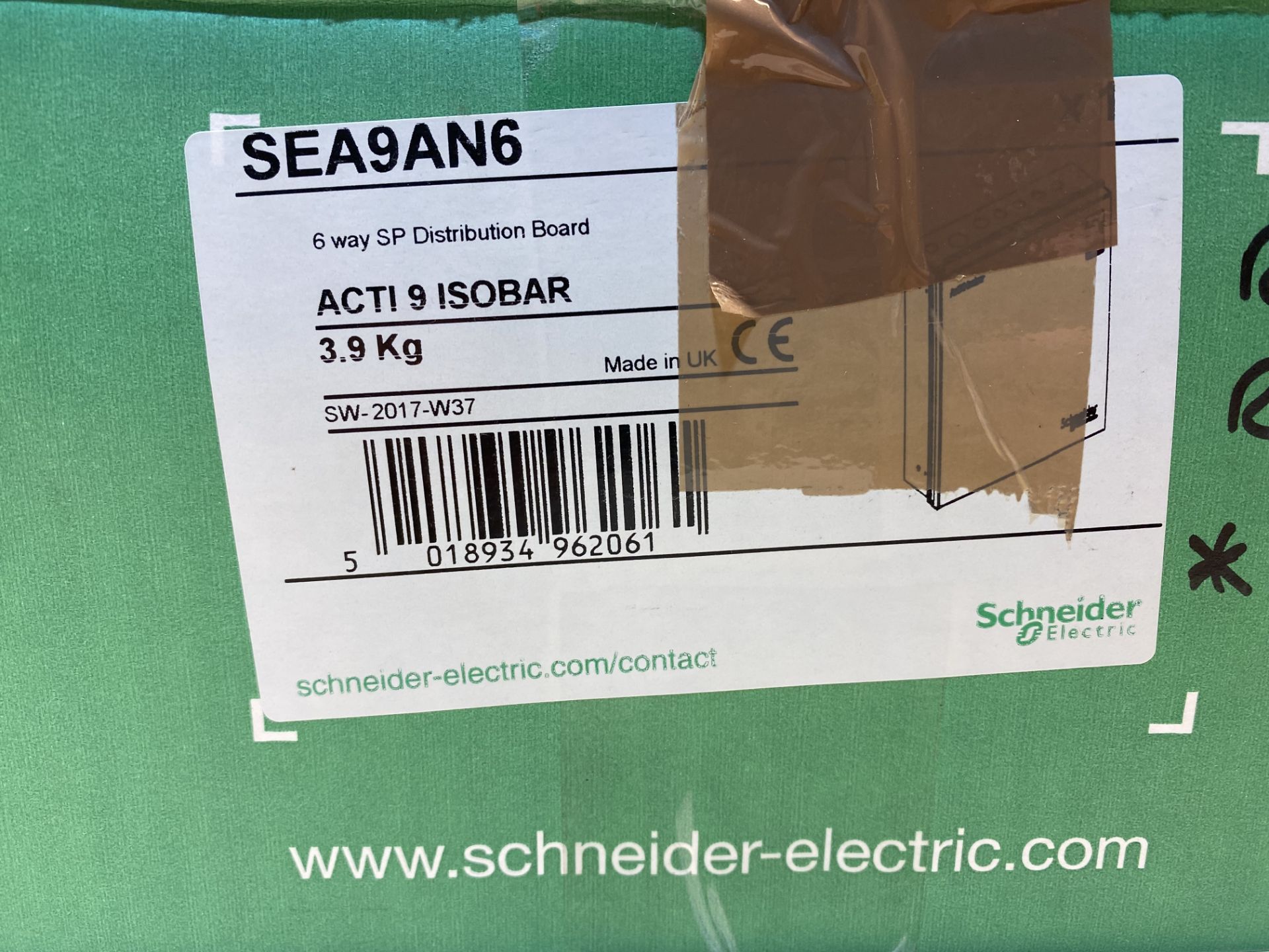 Schneider 6 Way SP Distribution Board Acti 9 Isobar SEA9AN6 - Image 2 of 2