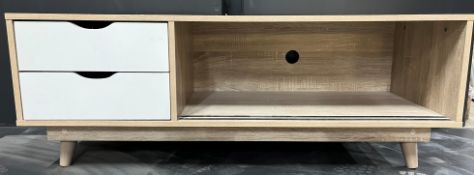 Light Wood Tv Cabinet W/ 2 Drawers