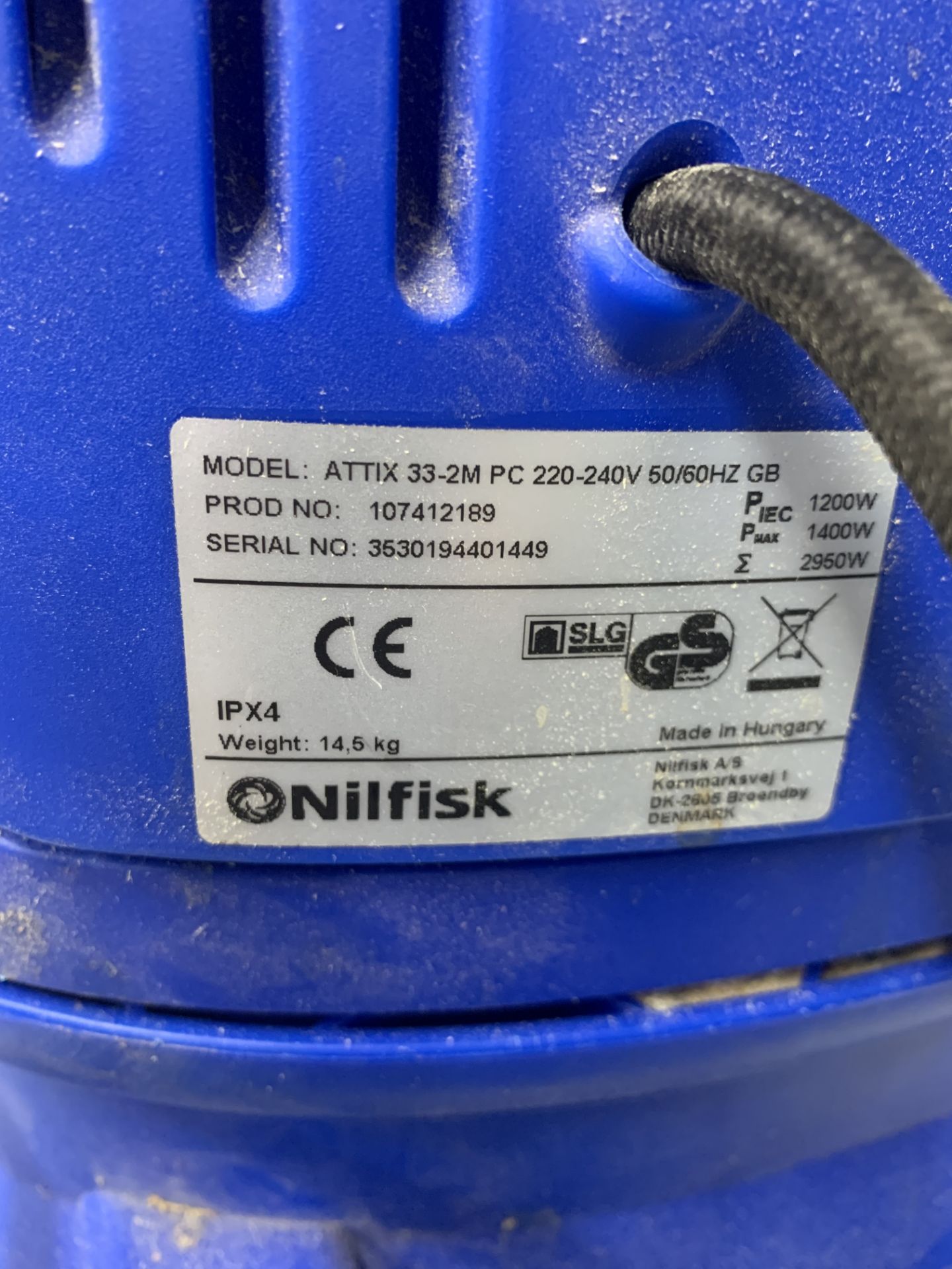 Nilfisk Attix 33-2M Health and Safety Vacuum Cleaner - Image 2 of 2