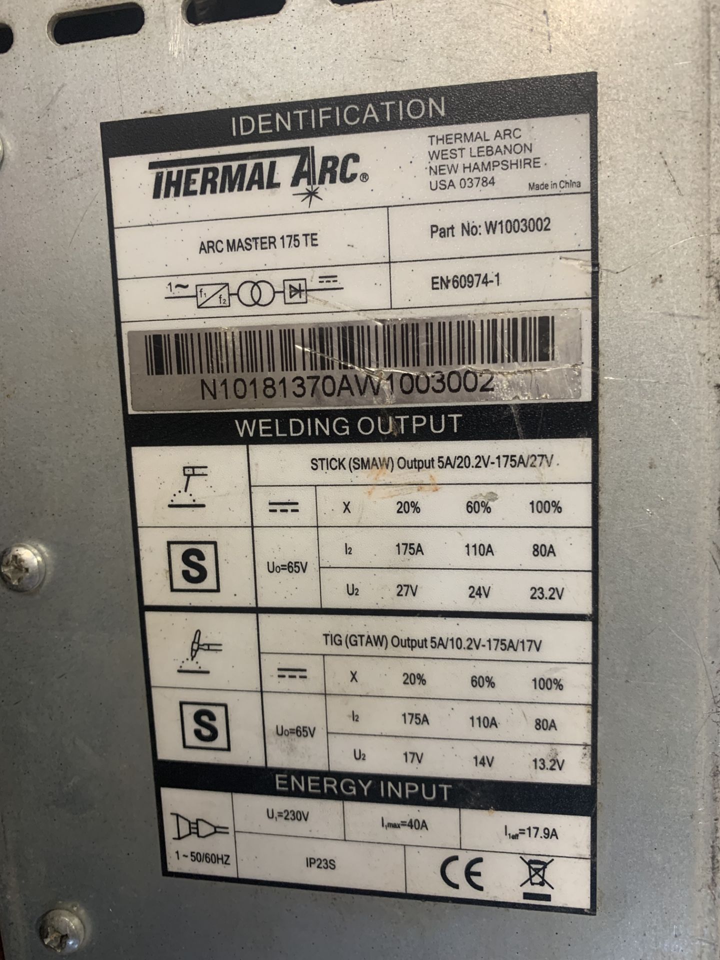 Thermal Arc Master 17STE Arc Welder - Image 2 of 2