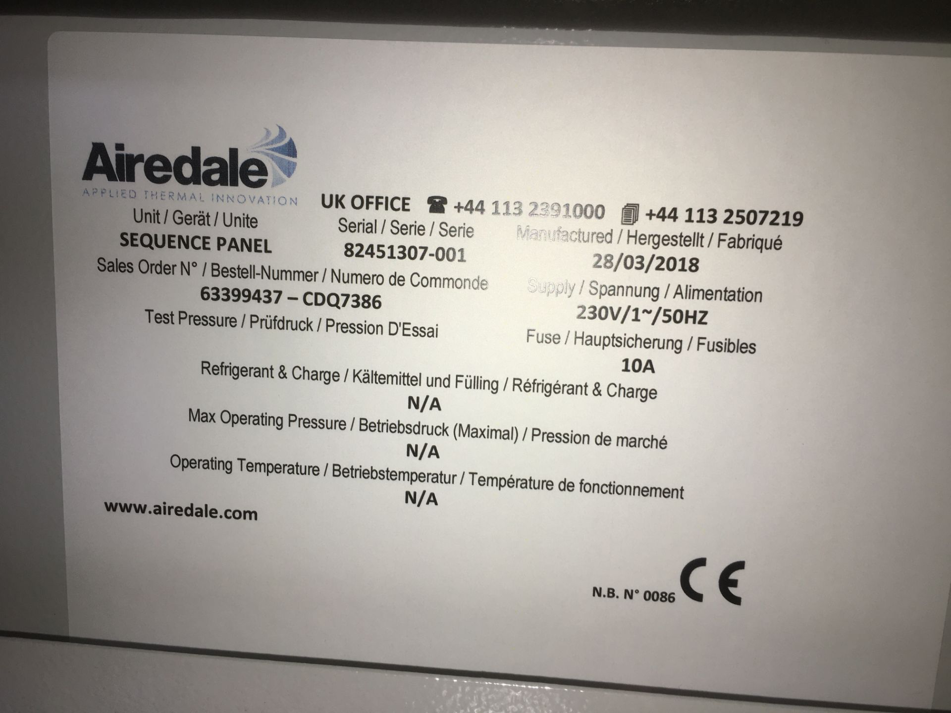 Schneider Electric A-868 Control Panel Enclosure W/ Airedale Sequence Panel - Image 6 of 7