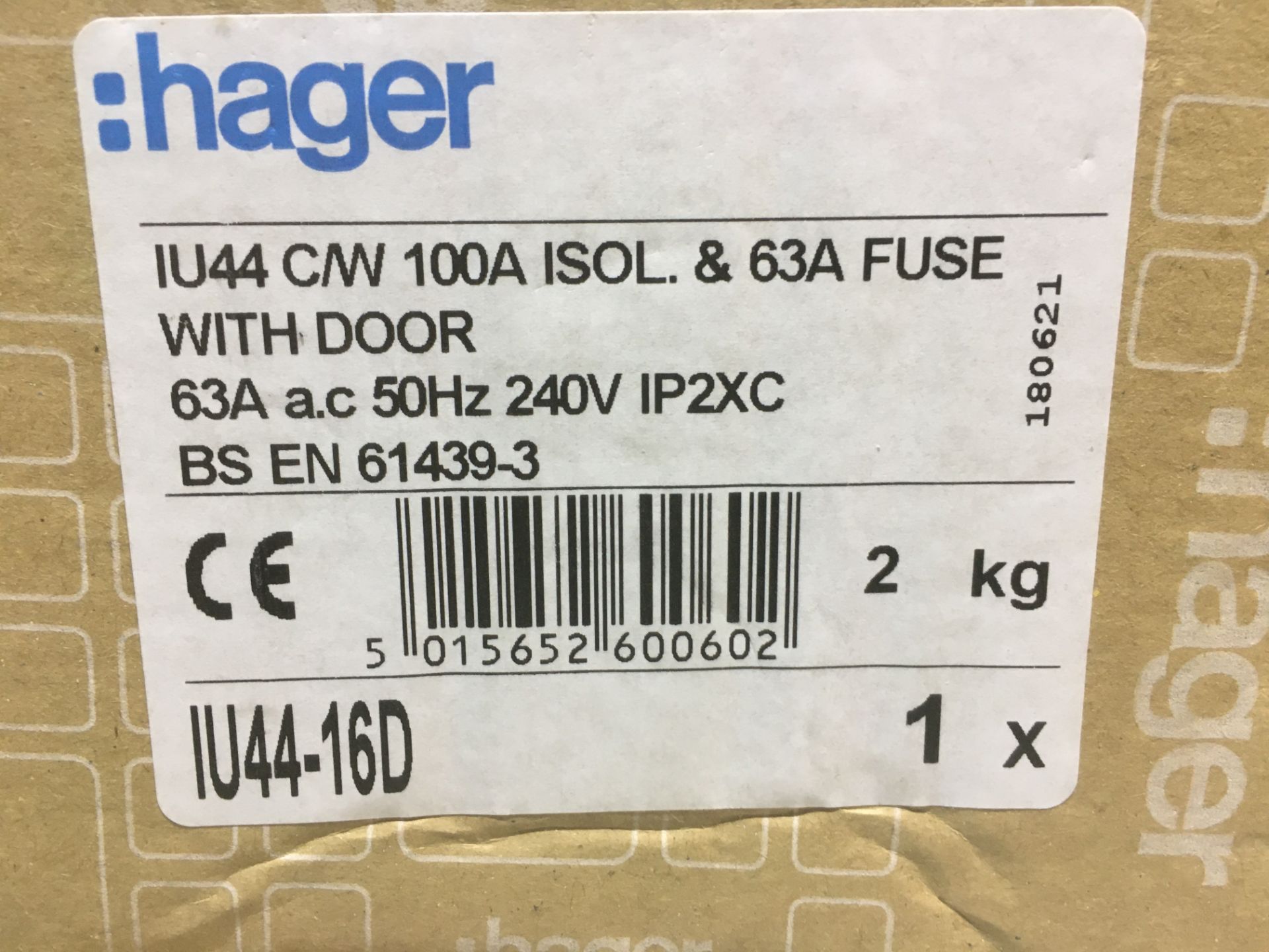 6 x Hager IU44-16D C/W 100A Isolator & 63A Fuse W/ Door - Image 5 of 5