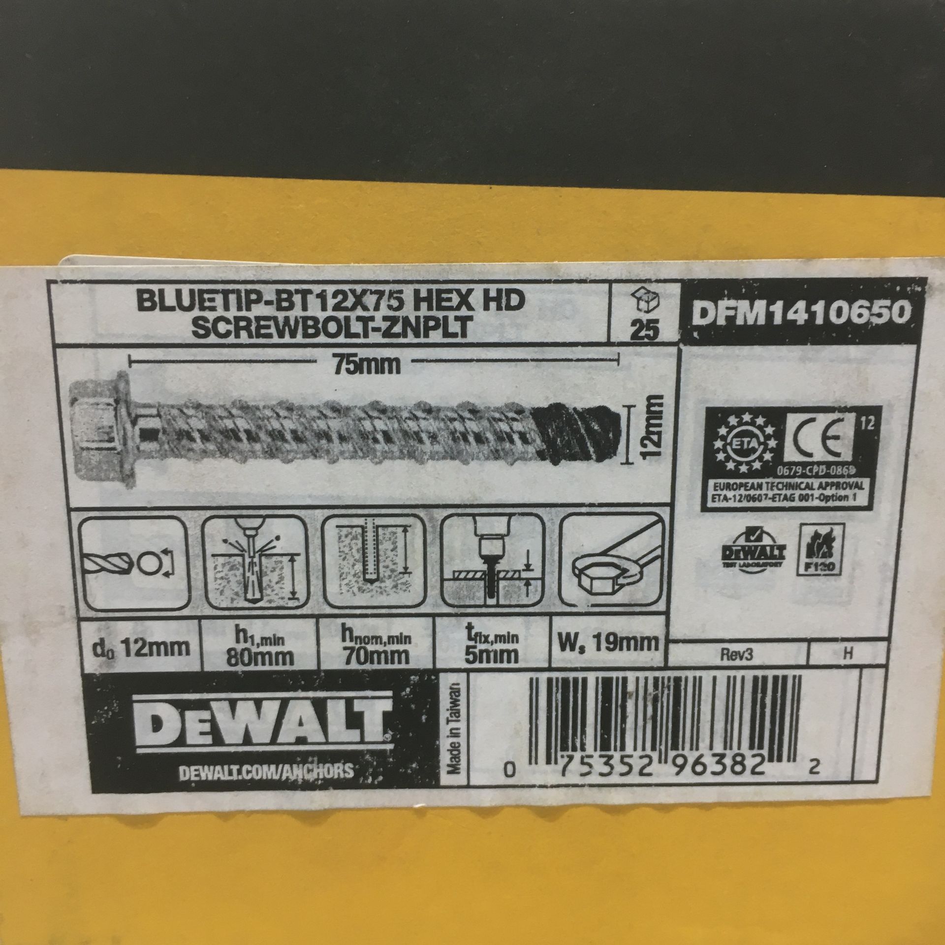 5 x Packs of DeWalt Bluetip-BT Hex Head Screw Bolt | DFM1410650 - Image 2 of 3