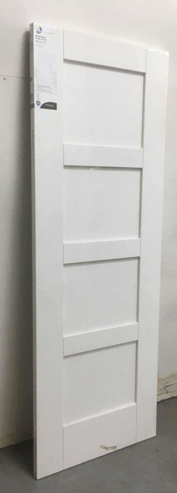 XLJoinery 4 Panel White Primed Shaker Interior Door | WPSHA4P726 | 2040mm x 726mm x 40mm - Image 2 of 4