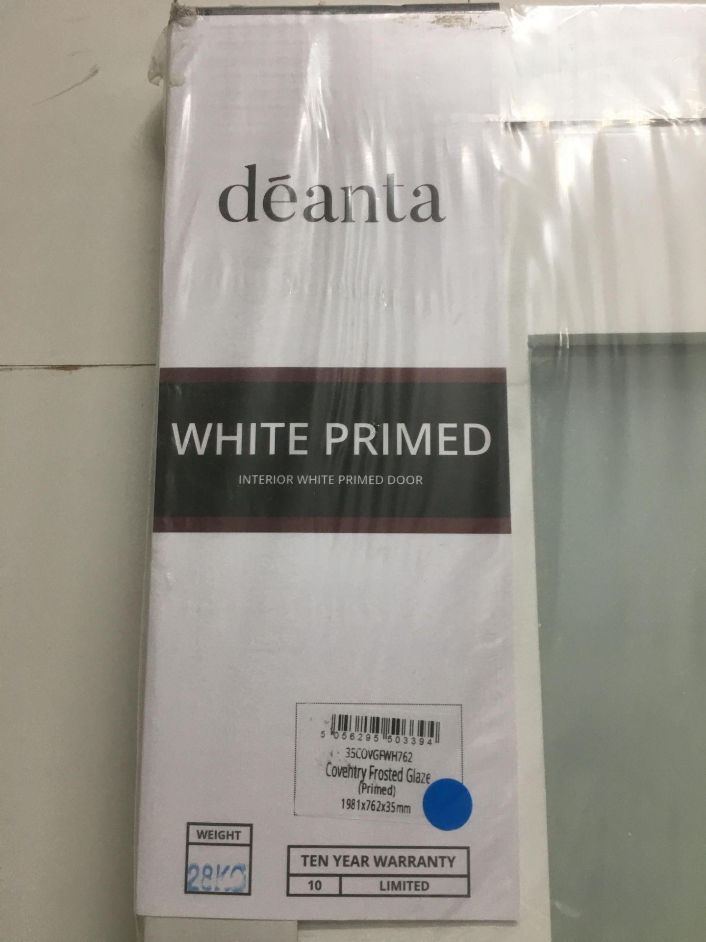 Deanta Interior Coventry White Primed Door W/ Frosted Glass | 1981mm x 762mm x 35mm - Image 3 of 3