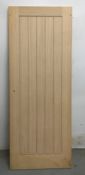 Unbranded Grid Pattern Wooden Door W/ Pre-Cut Door Handle & Hinge Profiles | 1973mm x 760mm x 35mm