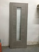 Unbranded Clear Glazed Ash Wooden Door W/ Patterned Inlay | 1982mm x 762mm x 35mm