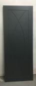 Unbranded Dark Grey Wooden Door W/ Patterned Inlay | 1973mm x 760mm 35mm