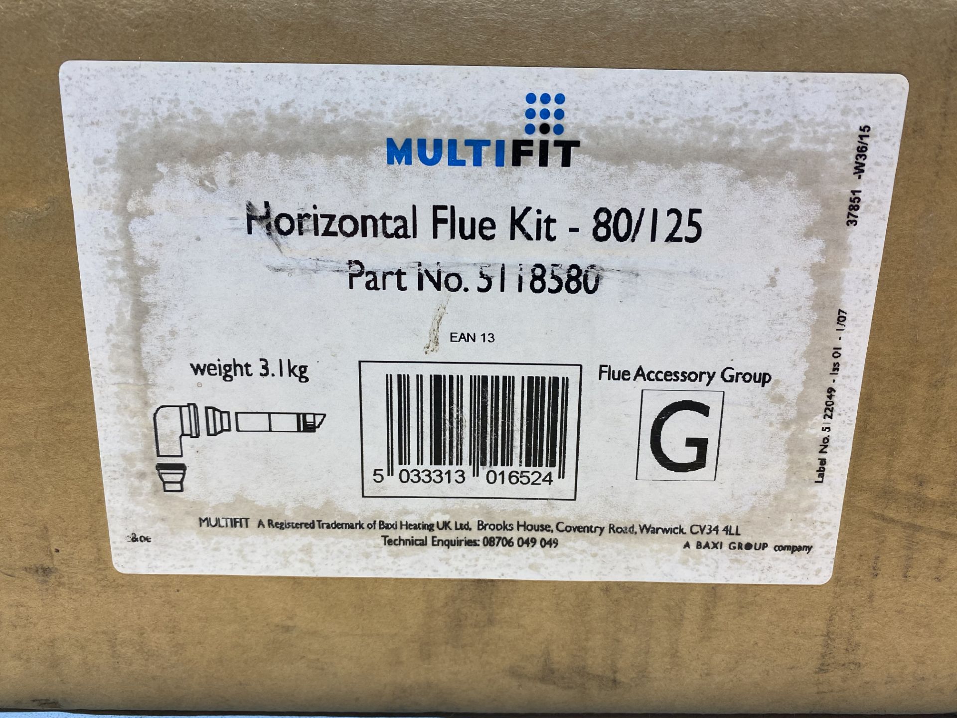 10 x Baxi Multifit 5118580 Group G Horizontal Flue Kit | Missing Main Flue As seen In Pictures - Image 3 of 3