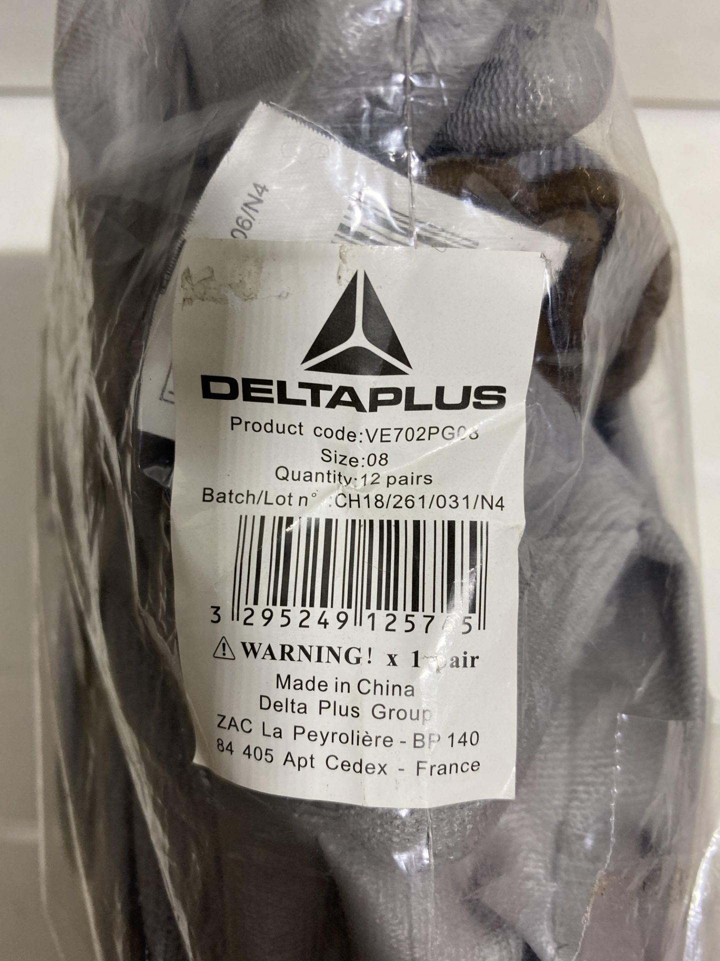 10 x Packs Of Deltaplus VE702PG08 Size 08 Grey Work Gloves ( 12 Pairs Per Pack ) - Image 2 of 2