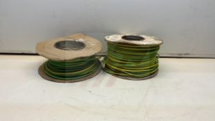 2 x Reels Of Green&Yellow Single Core Wire