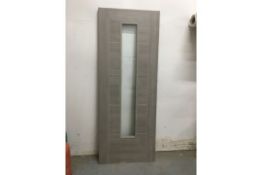 Unlabelled Clear Glazed Ash Wooden Door W/ Patterned Inlay | 1982mm x 762mm x 35mm