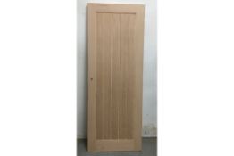 Unlabelled Grid Pattern Wooden Door W/ Pre-Cut Hinge & Handle Profiles | 1960mm x 750mm x 35mm