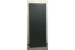 Unlabelled Dark Grey Wooden Door W/ Patterned Inlay | 1973mm x 760mm 35mm