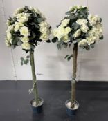 2 x Artificial Rose Trees - Approx 1.25m Tall