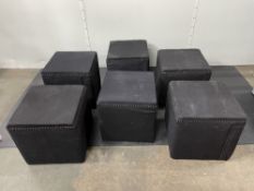 6 x Black Denim Seating Cubes