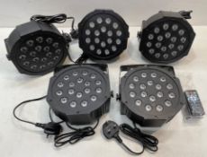 5 x U King RGB 18 LED Par Lights w/ Remote Controls