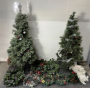 Various Christmas Decorations - Incl: Trees, Wreaths & Garlands - As Pictured