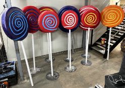 9 x Giant Lollipop Props - Various Colours & Sizes - 2 Without Stands
