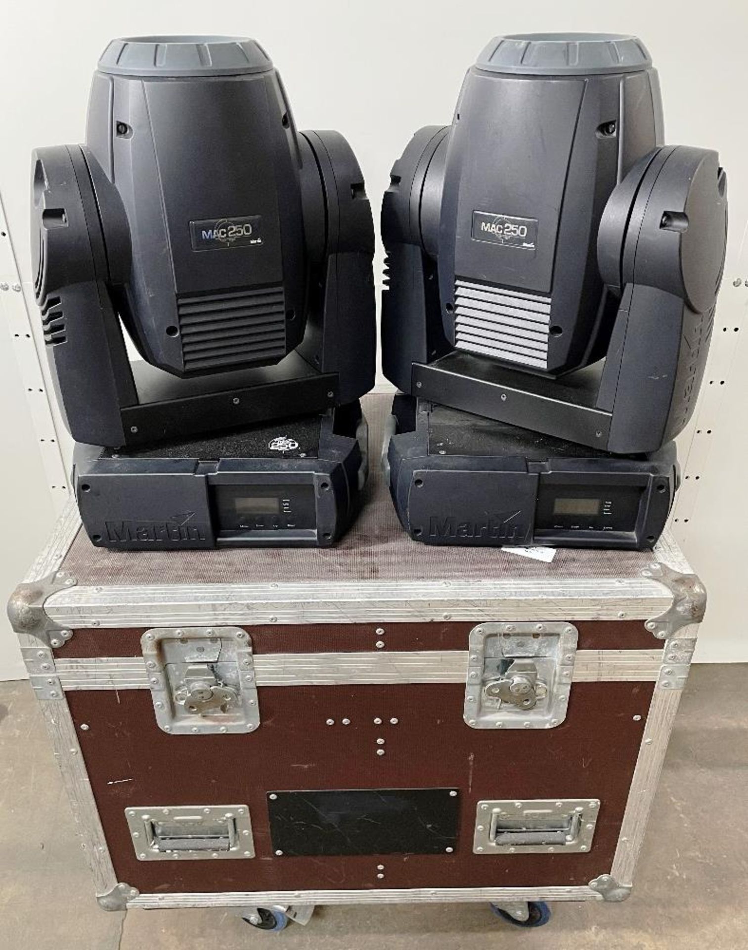 2 x Martin MAC 250 Entour Moving Heads w/ Flight Case & 4 x Hanging Brackets