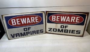 Apocalyptic Themed "Beware of the Vampires" & "Beware of the Zombies" Signs