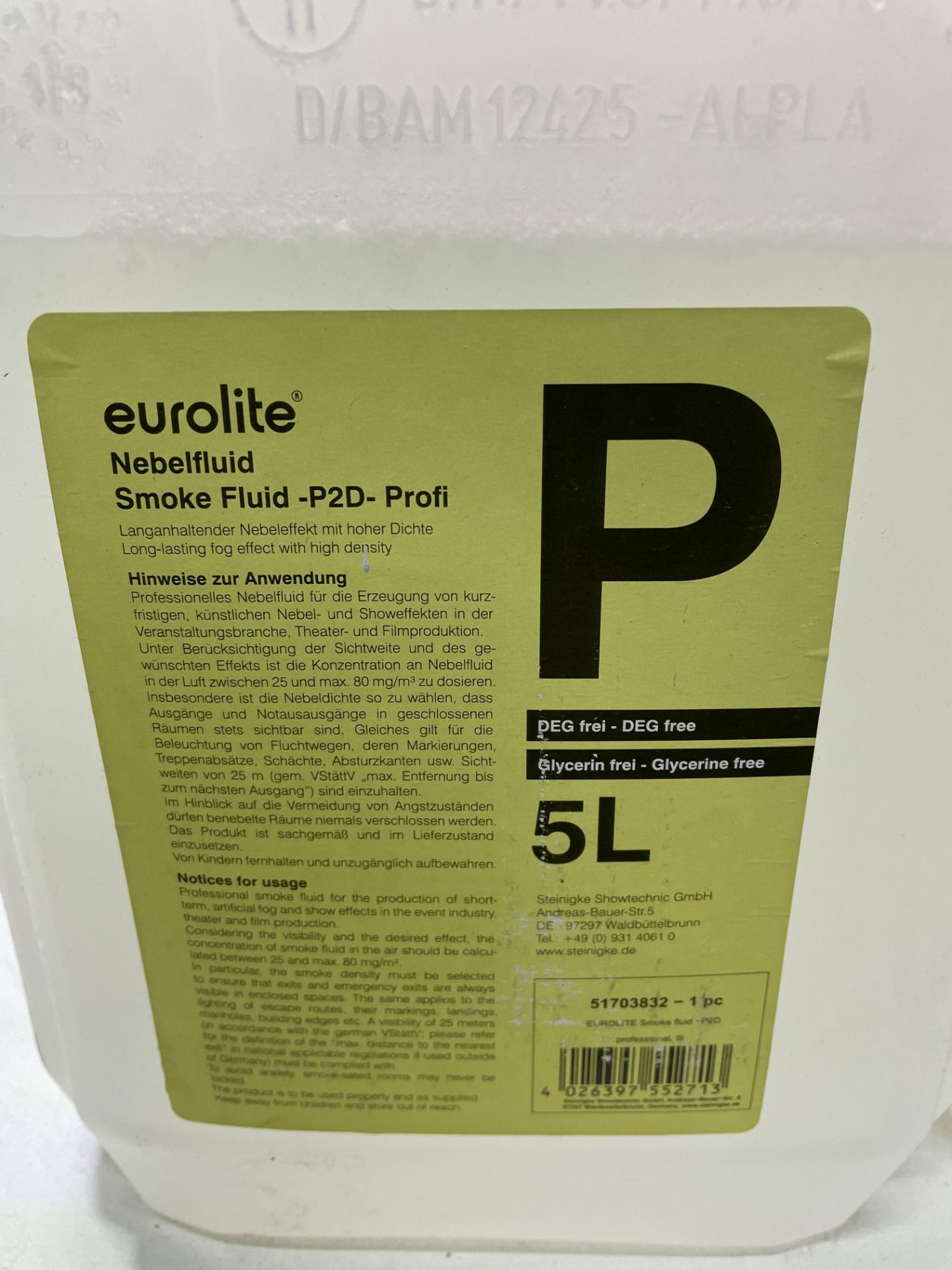 6 x Eurolite Nebelfluid Smoke Fluid P2D Professional 5L - Image 2 of 2