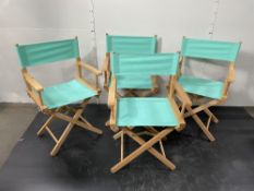 4 x Wooden Director Chairs - Turquoise