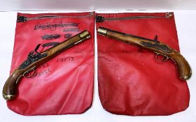 2 x Flintlock Pistol Props - One With Broken Barrel