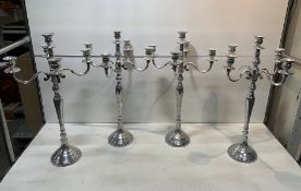 10 x 5 Candle 50cm Tall Silver Candelabras