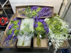 5 x Boxes of Europalms Wisteria Branches - White & Purple