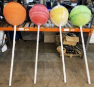 4 x Giant Lollipop Props - No Stands