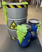 Halloween Themed Toxic/Radioactive Waste Barrel Set