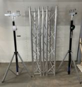 2 x Goliath Studio BASIC 3800 3.8m 80kg Wind Up Tripod Stands w/ 3 x Milosystems 2m Tube Modular Tru